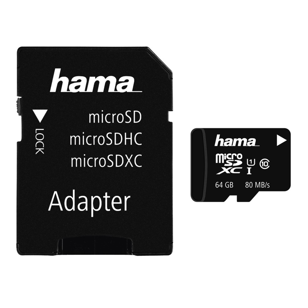 HAMA 124140  microSDXC 64 GB Class 10 UHS-I 80 MB s + Adapter Mobile