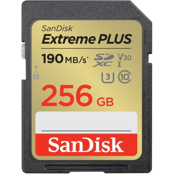 SanDisk 215401  Extreme PLUS 256 GB SDXC Memory Card 190 MB s and 130 MB s, UHS-