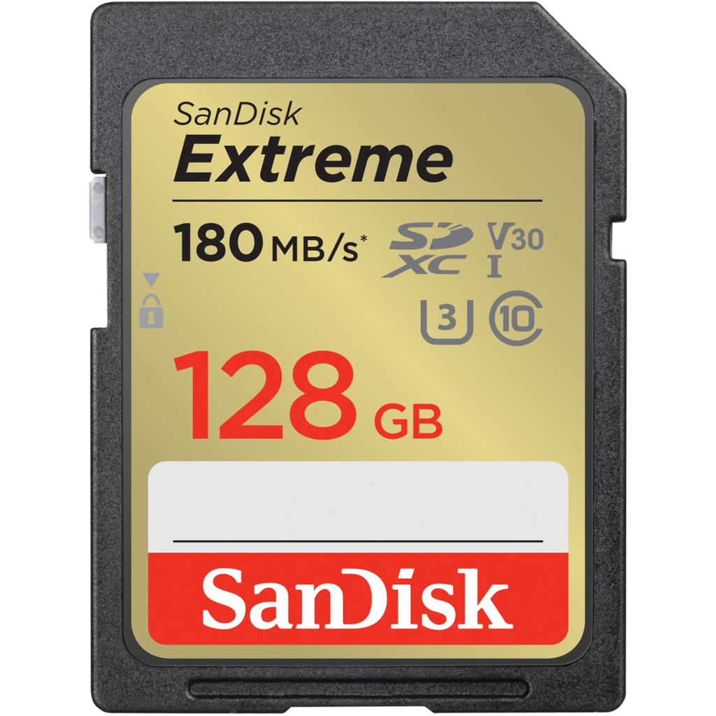 SanDisk 121580  Extreme 128 GB SDXC Memory Card 180 MB s and 90 MB s, UHS-I, Cla