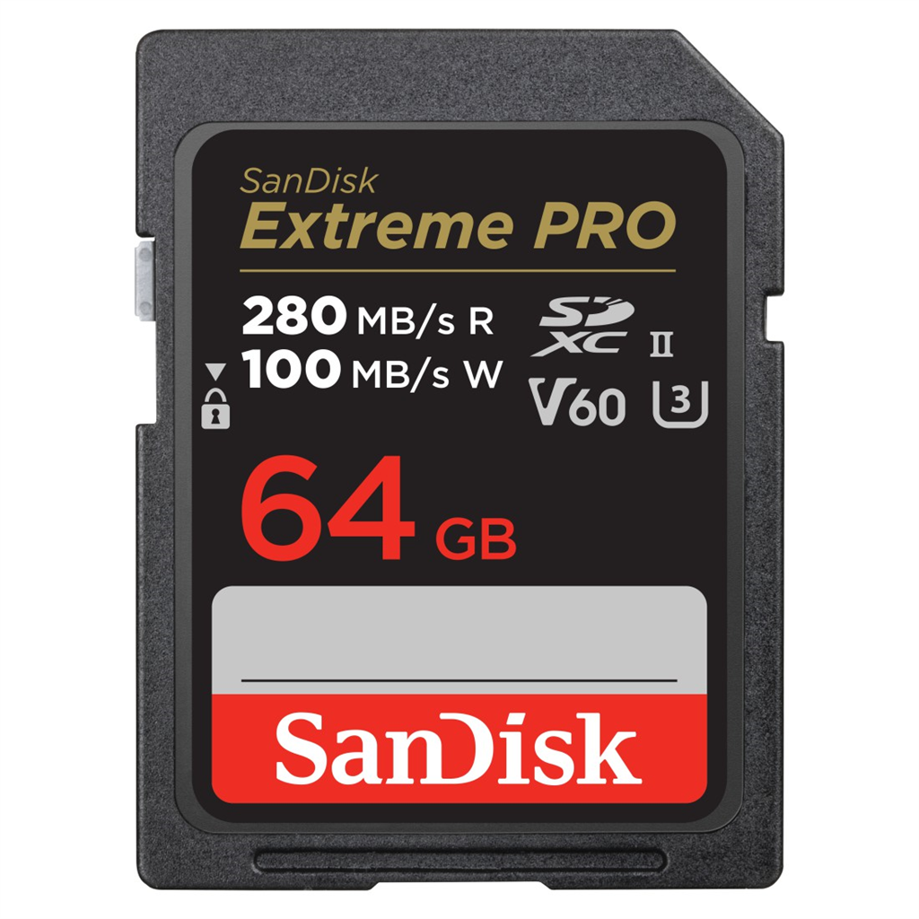SanDisk 215491  Extreme PRO 64 GB V60 UHS-II SD cards, 280 100 MB s,V60,C10,UHS-