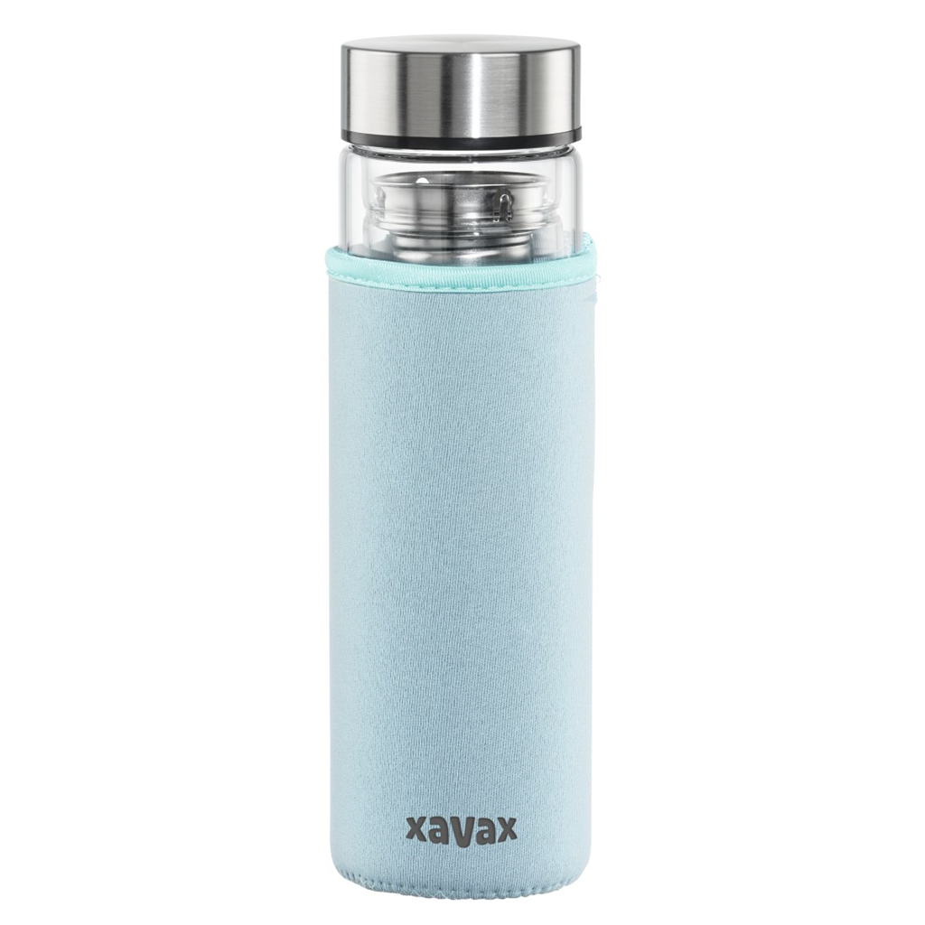Xavax 181598  To Go sklenená fľaša na teplý studený sýtený nápoj, 450 ml, sitko,