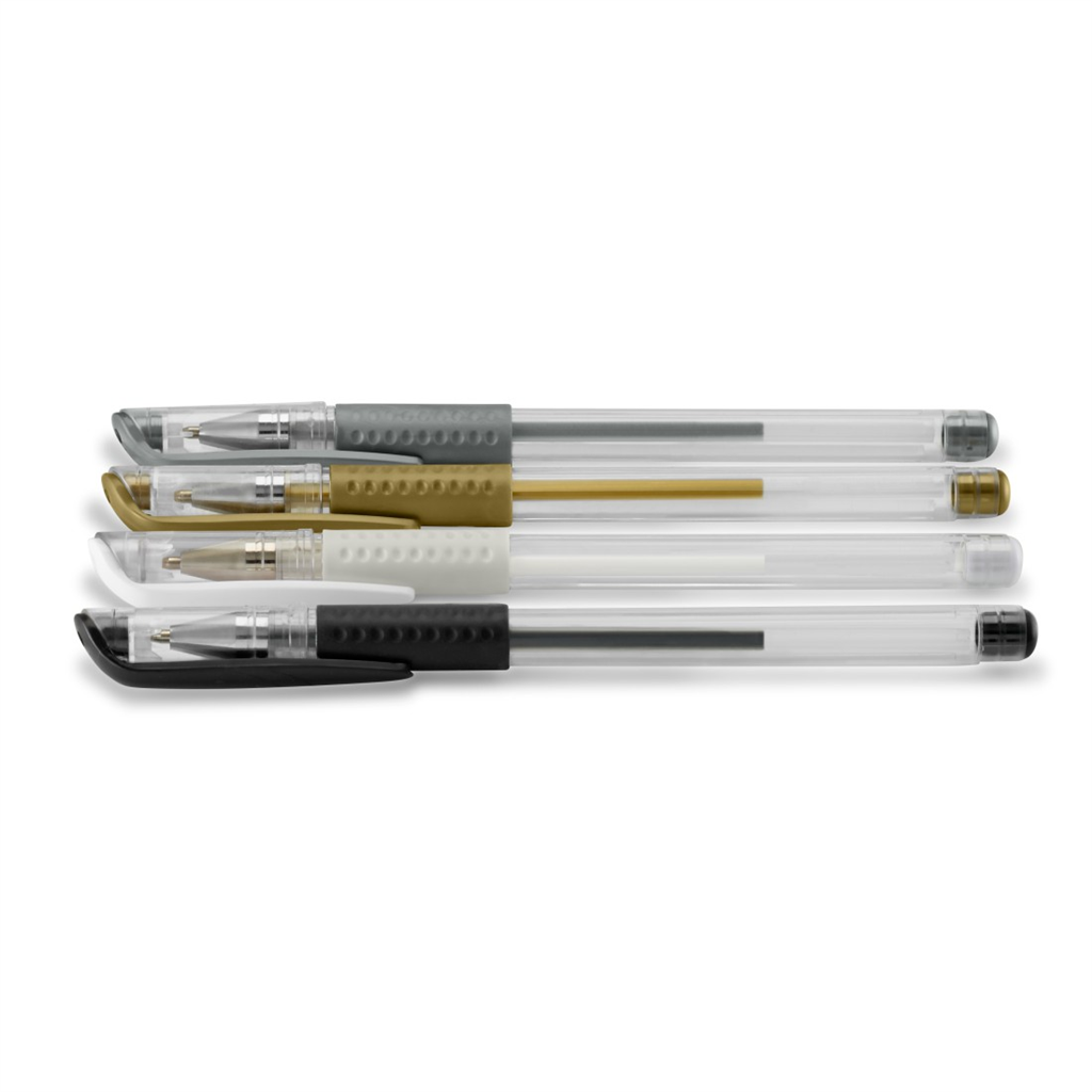 HAMA 7560  gélové guľôčkové pero Classic - set 4 farby (biela čierna zlatá strie
