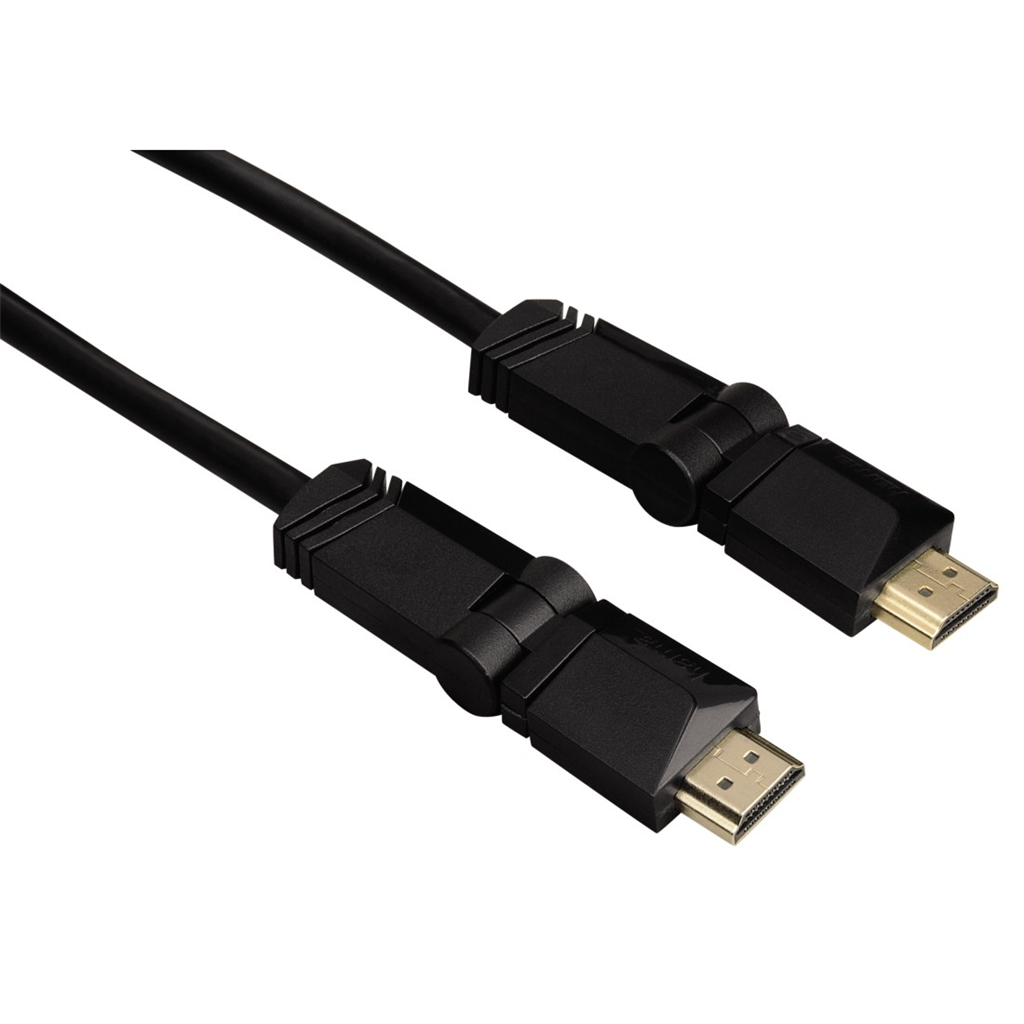 HAMA 122111  HDMI kábel vidlica - vidlica, otočné vidlice (2 osi), pozlátený, 3*