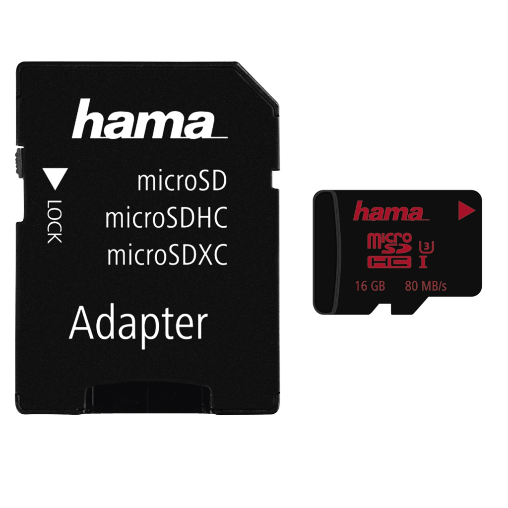 HAMA 123977  microSDHC 16 GB UHS Speed Class 3 UHS-I 80 MB s + adaptér