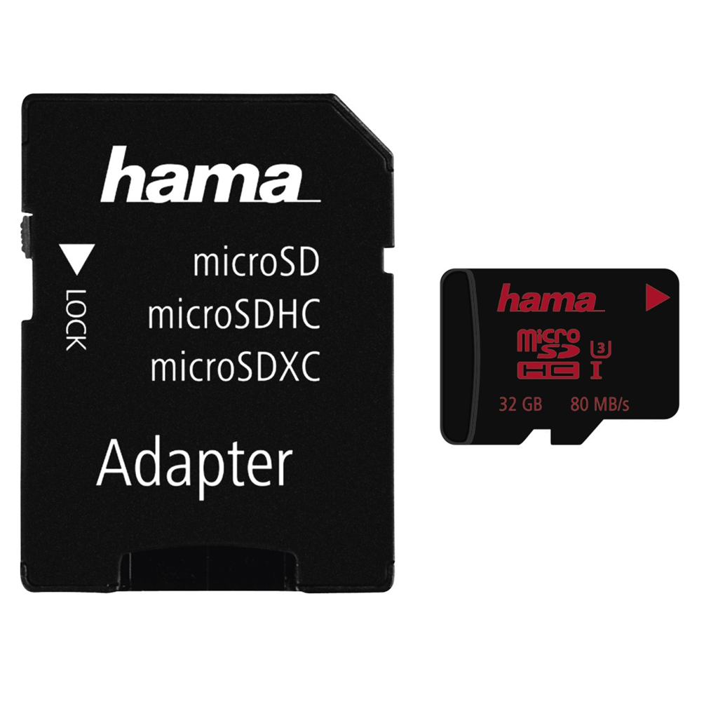 HAMA 123978  microSDHC 32 GB UHS Speed Class 3 UHS-I 80 MB s + adaptér