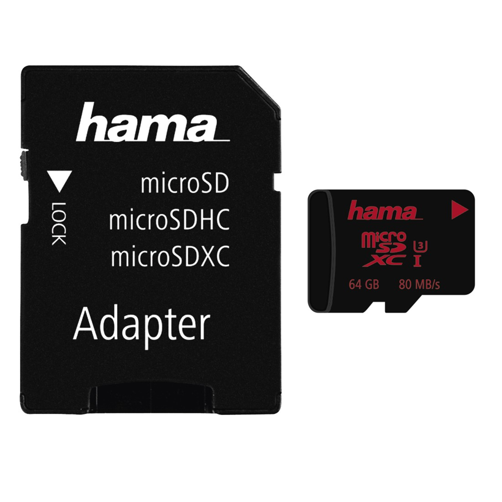 HAMA 123979  microSDXC 64 GB UHS Speed Class 3 UHS-I 80 MB s + adaptér