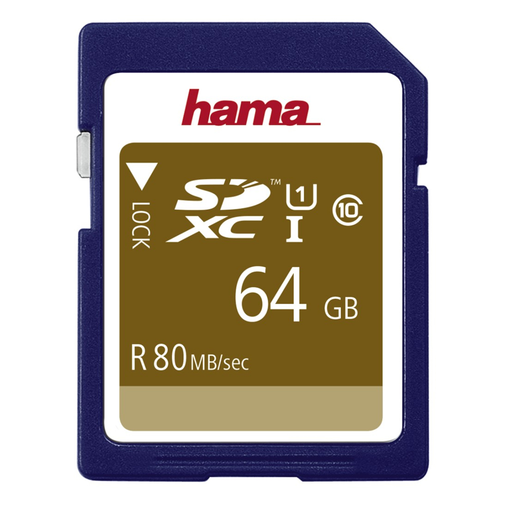 HAMA 124136  SDXC 64 GB Class 10, UHS-I 80 MB s