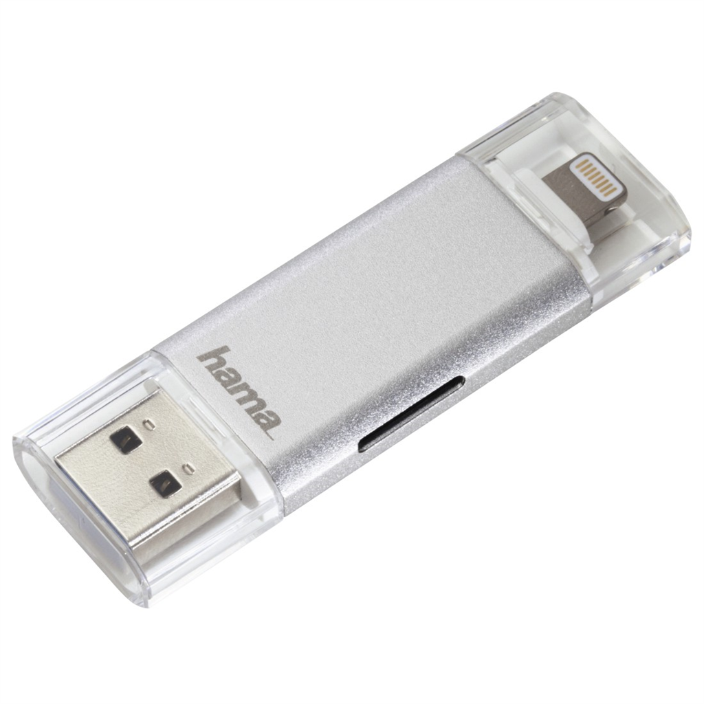 HAMA 124176  čítačka kariet Lightning + USB 3.0 Save2Data, microSD, strieborná