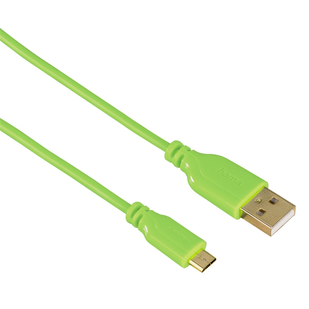 HAMA 135702  micro USB kábel Flexi-Slim, obojstranný konektor, 0,75 m, zelený