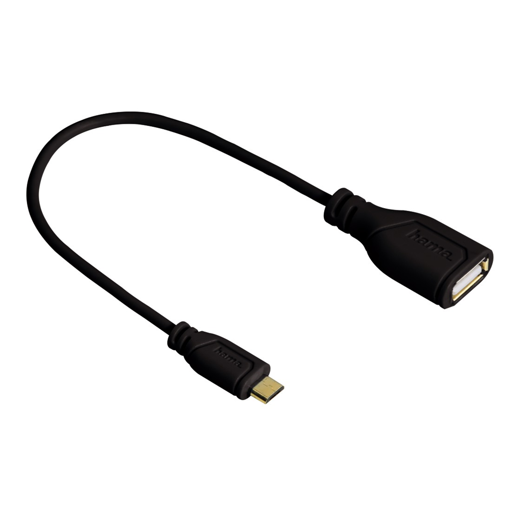 HAMA 135704  micro USB OTG redukcia Flexi-Slim, obojstranný konektor, 15 cm, čie