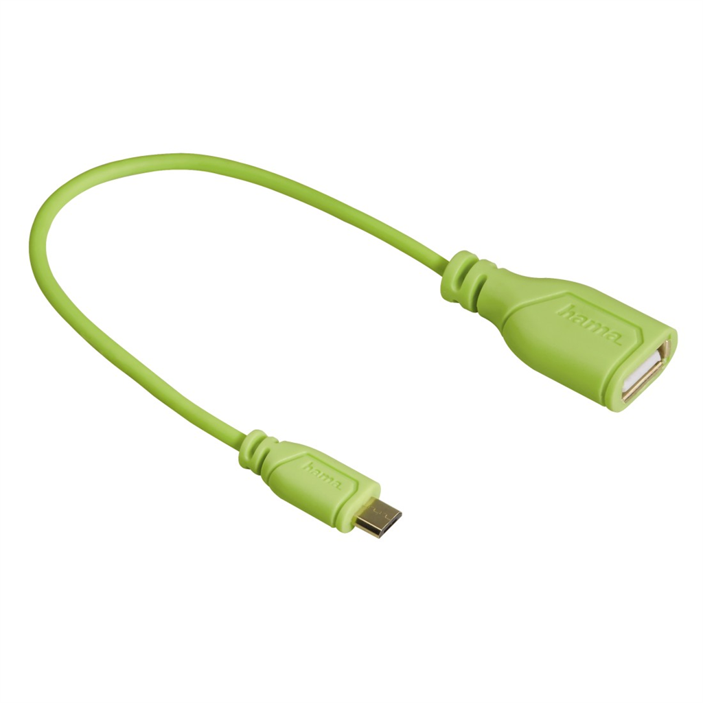 HAMA 135706  micro USB OTG redukcia Flexi-Slim, obojstranný konektor, 15 cm, zel