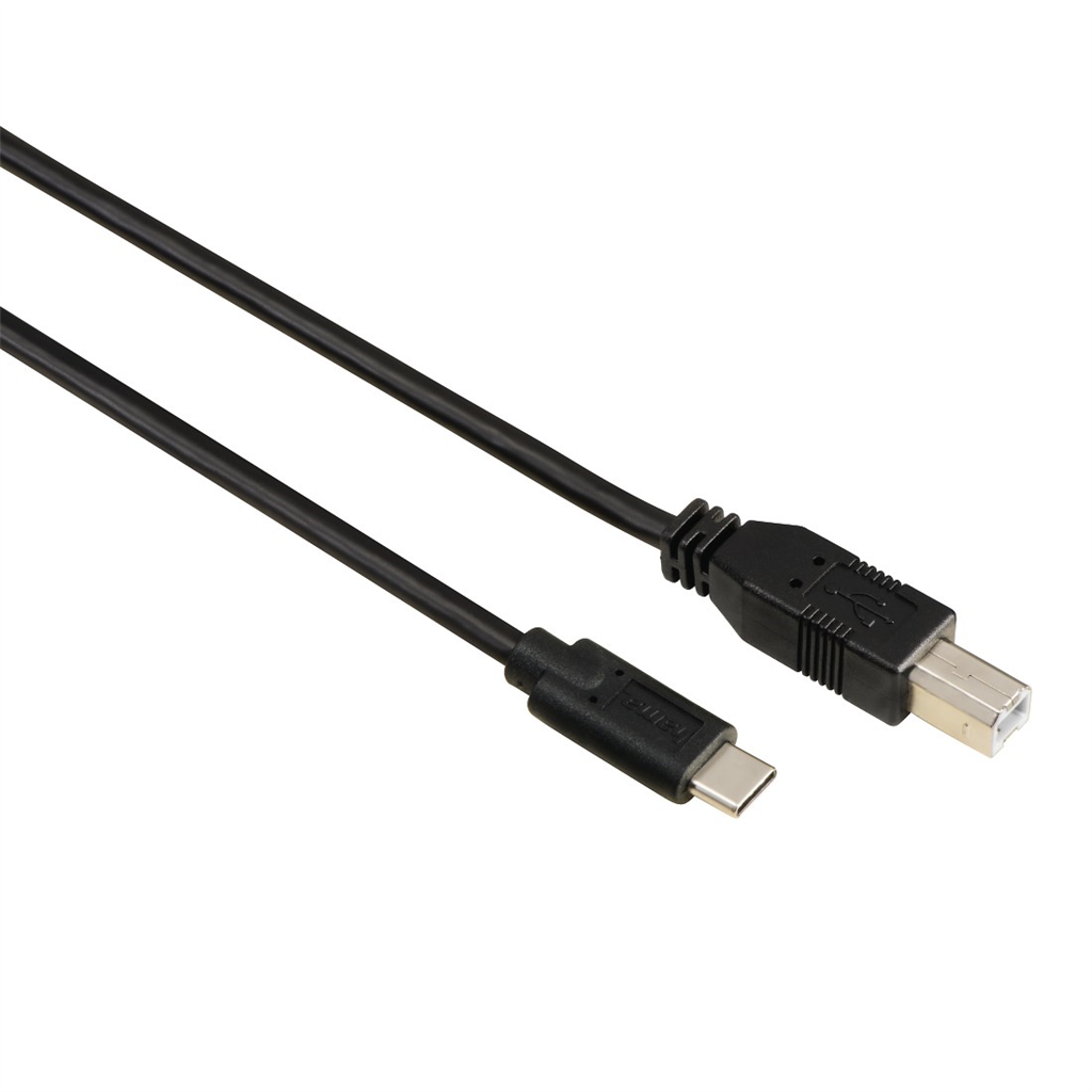 HAMA 135743 USB-C-Kabel, USB 2.0, USB-C-Stecker – USB-B-Stecker, 480 Mbit s, 1,8