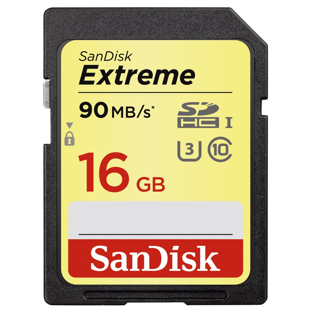 HAMA 139747 SanDisk Extreme 16 GB SDHC Memory Card  90 MB s, UHS-I, Class 10, U3
