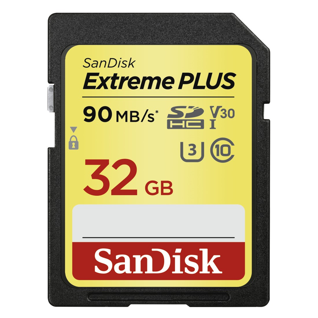 HAMA 173364 SanDisk Extreme Plus 32 GB SDHC Memory Card,  90 MB s, UHS-I, Class