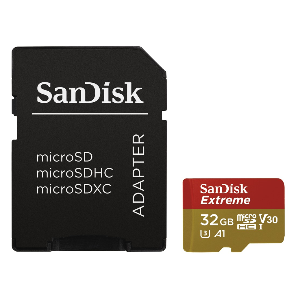 SanDisk 173420  Extreme micro SDHC 32 GB 100 MB s A1 Class 10 UHS-I V30, adapter