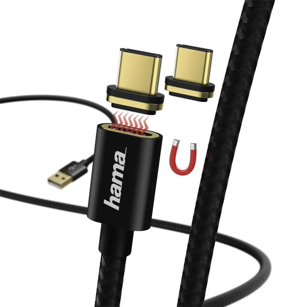 HAMA 178374  USB-C kábel Magnetic, A vidlica - typ C vidlica magnetická, 1 m