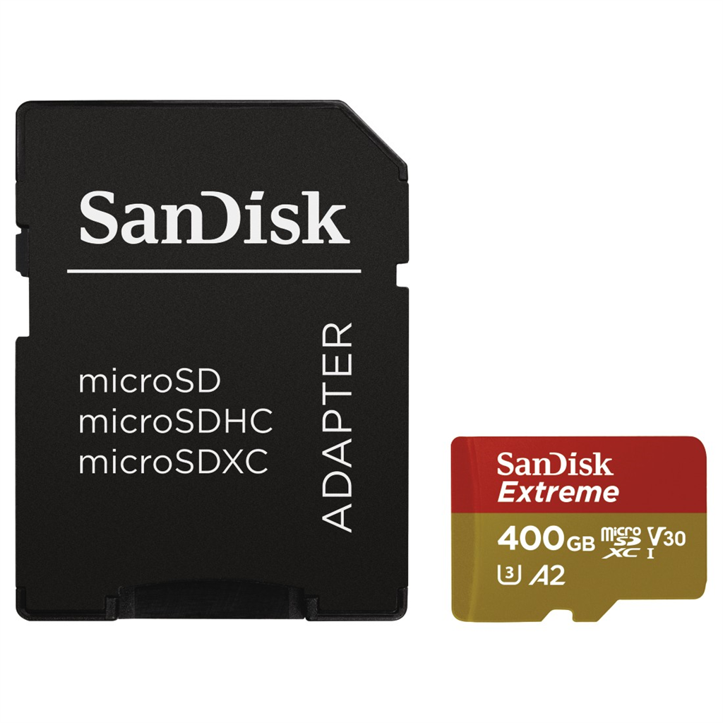 SanDisk 183508  Extreme micro SDXC 400 GB 160 MB s A2 C10 V30  UHS-I U3, adapter