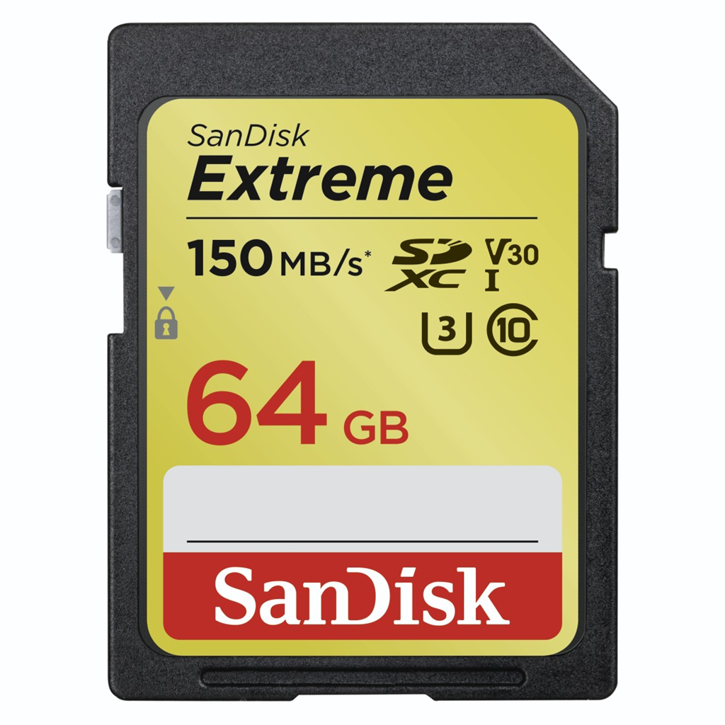 HAMA 183524 SanDisk Extreme 64 GB SDXC Memory Card 150M B s, UHS-I, Class 10, U3