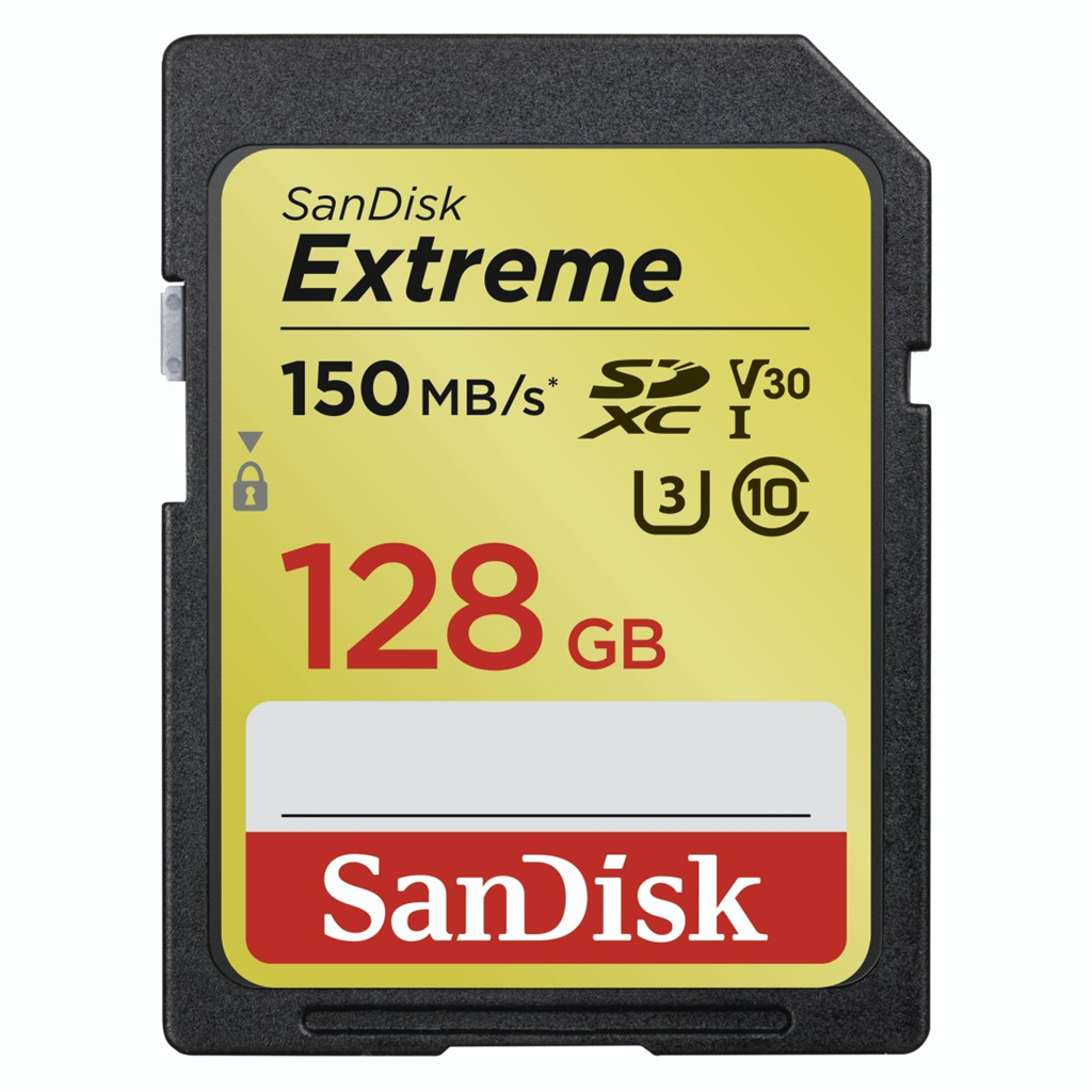 SanDisk 183525  Extreme 128 GB SDXC Memory Card150 MB s, UHS-I, Class 10, U3, V3