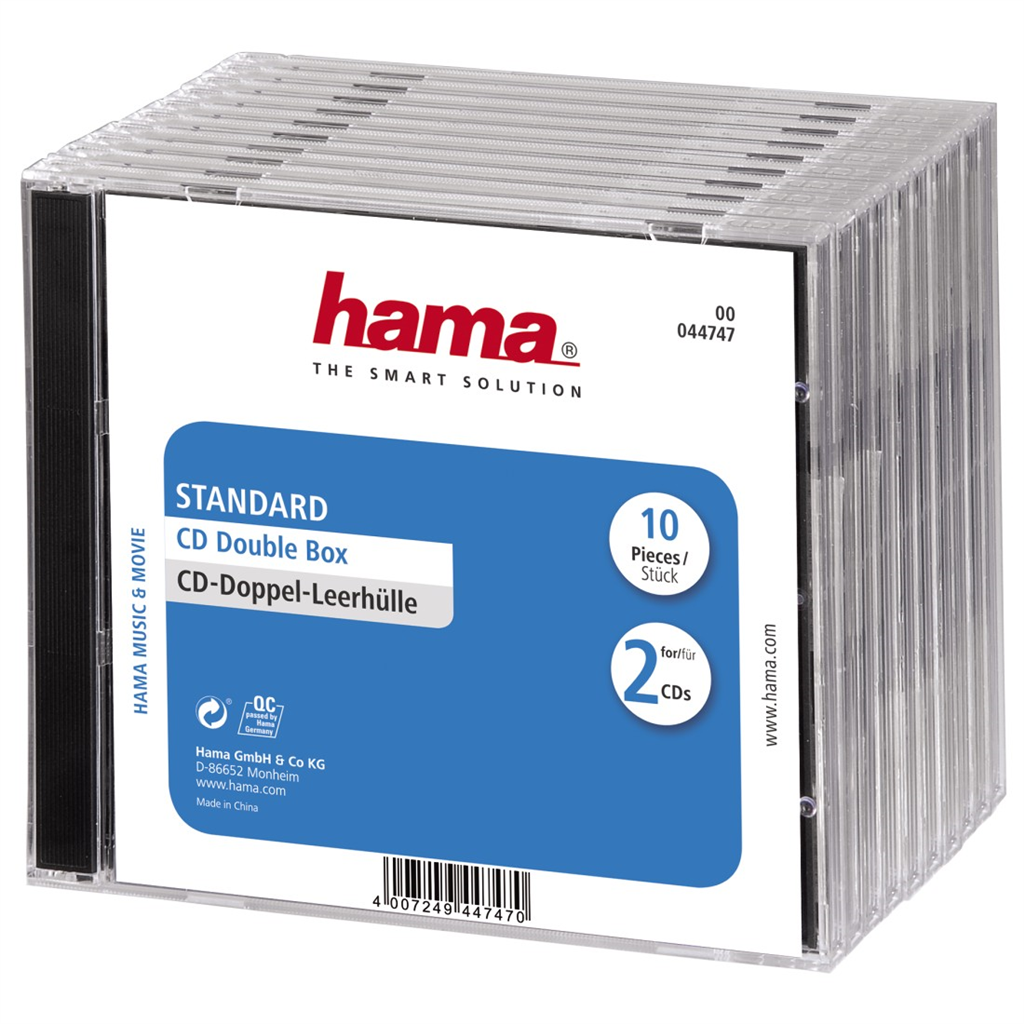 HAMA 44747  štandardný obal na 2 CD, transparentný čierny, balenie 10 ks