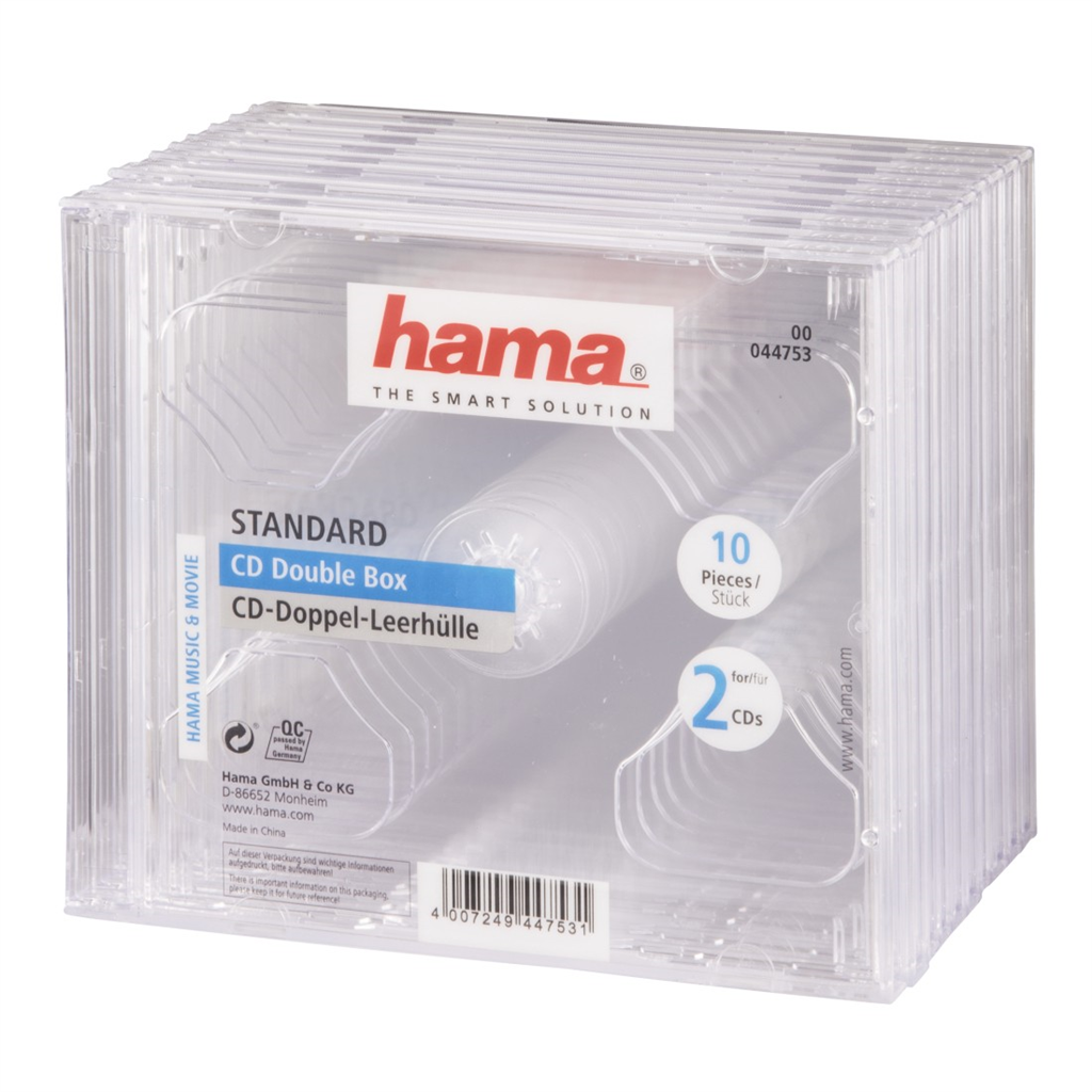 HAMA 44753  CD obal Standard Double, 10 ks, priehľadný