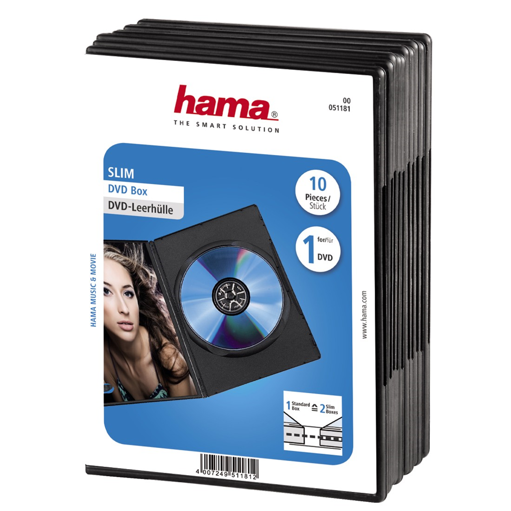 HAMA 51181  DVD slimbox, 10 ks, čierny