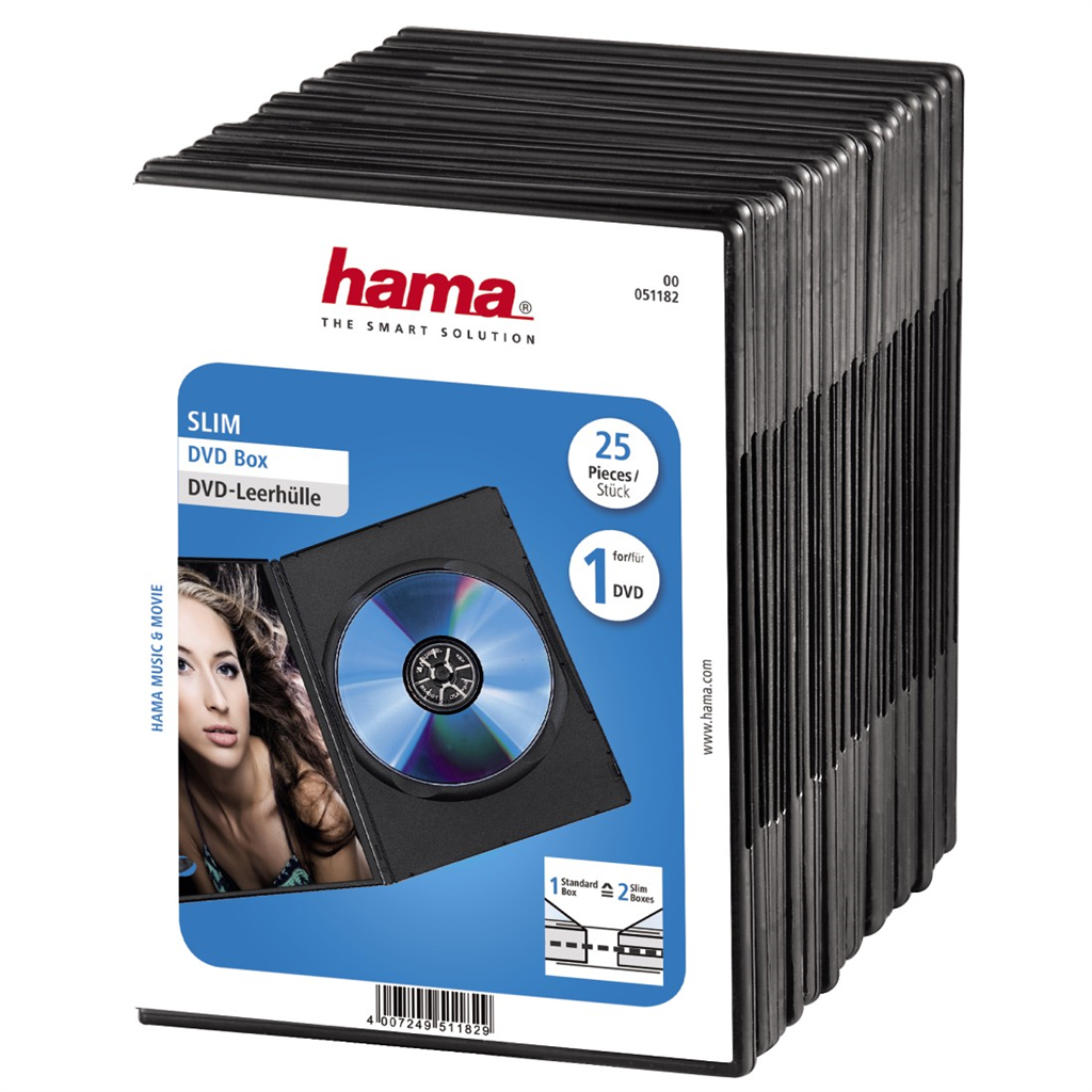 HAMA 51182  DVD slimbox, 25 ks, čierny