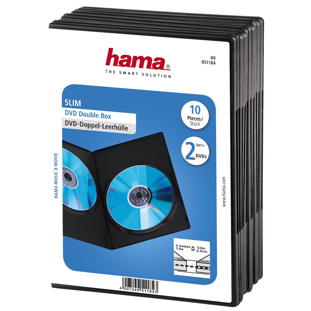 HAMA 51184  DVD slimbox double, 10 ks, čierny