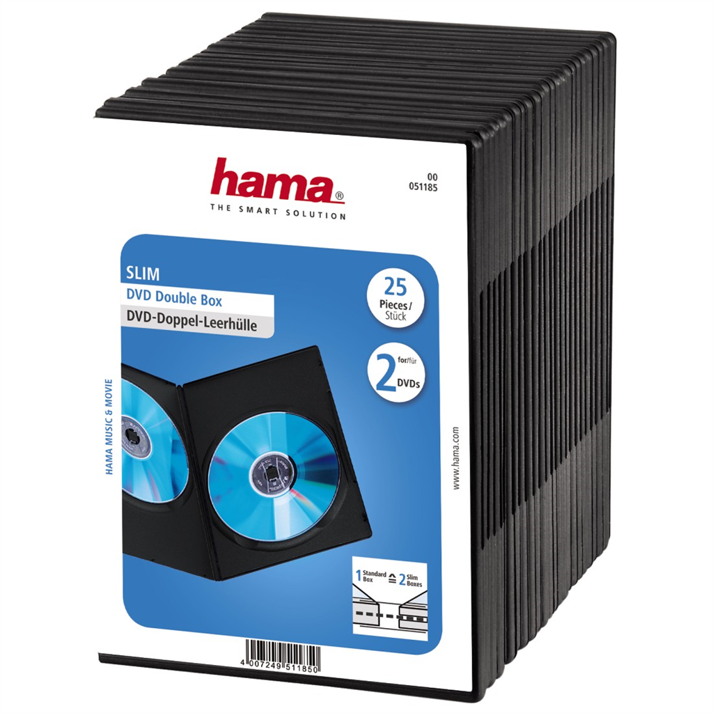 HAMA 51185  DVD slimbox double, 25 ks, čierny