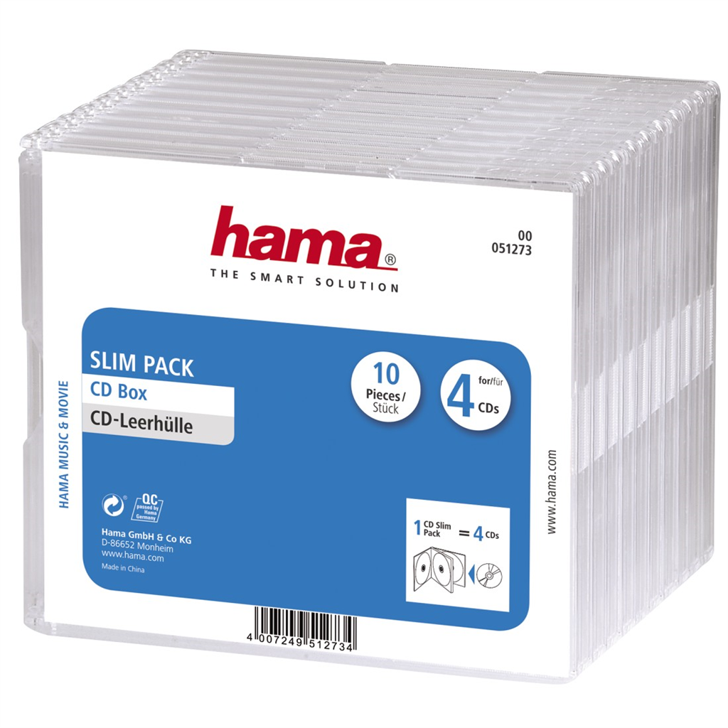 HAMA 51273  CD box Slim 4, 10 ks