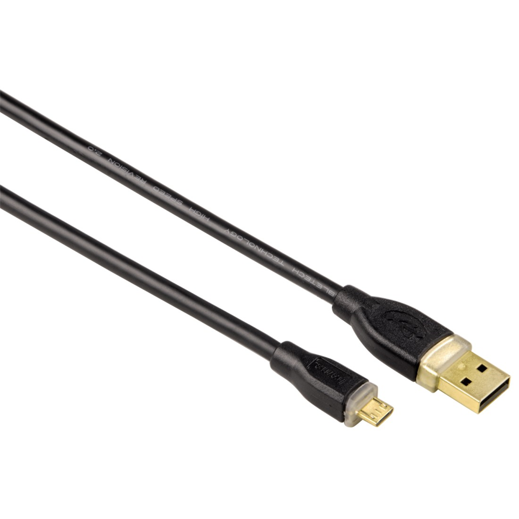 HAMA 78419  micro USB 2.0 kábel, typ A - micro B, 1,8 m, čierny