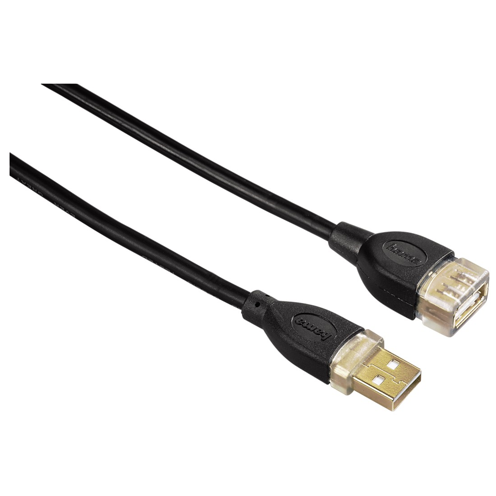 HAMA 78448  USB 2.0 A-A predlžovací kábel 1,8 m, pozlátený, čierny