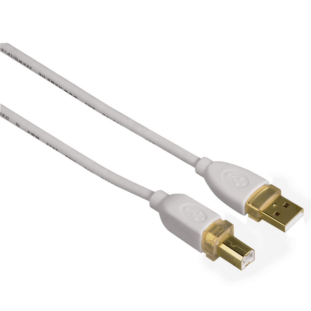 HAMA 78462  USB Connecting Cable, A-Plug - B-Plug, 1.8 m, white