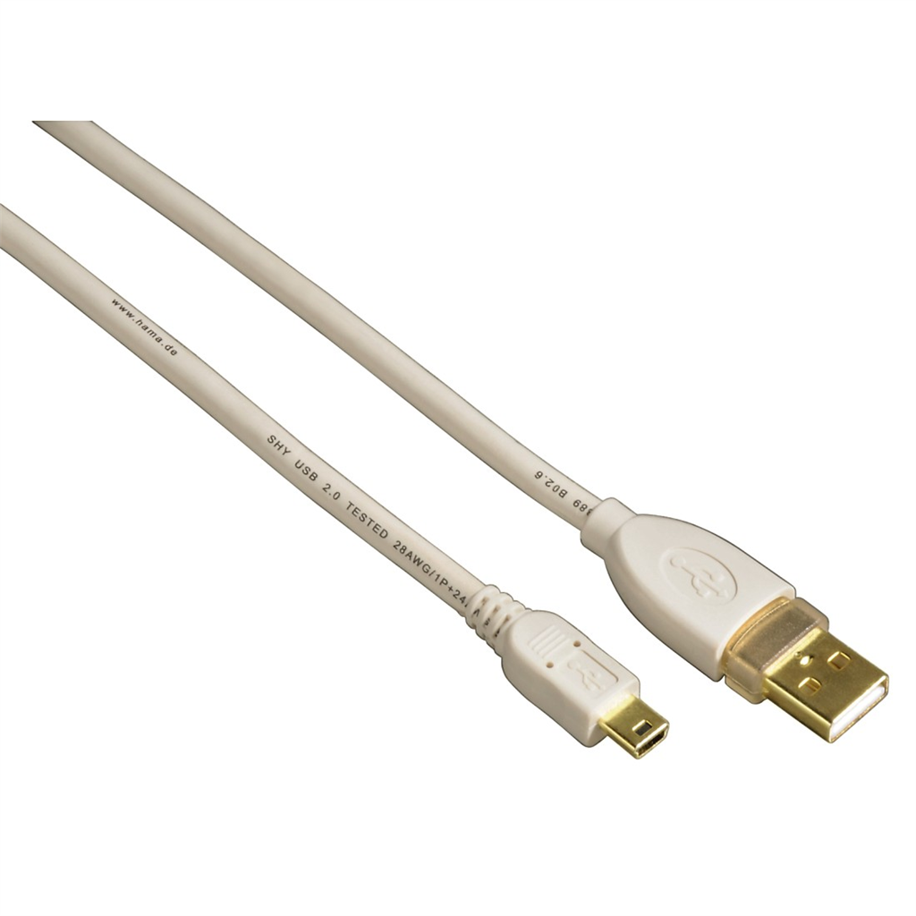 HAMA 78468  USB 2.0 Connecting Cable, A-Plug - Mini B-Plug, 1.8 m, white