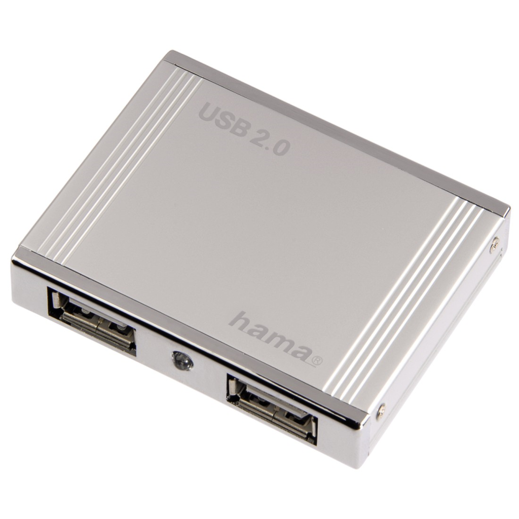 HAMA 78498  USB 2.0 HUB 1:4 "Alu Mini", strieborný