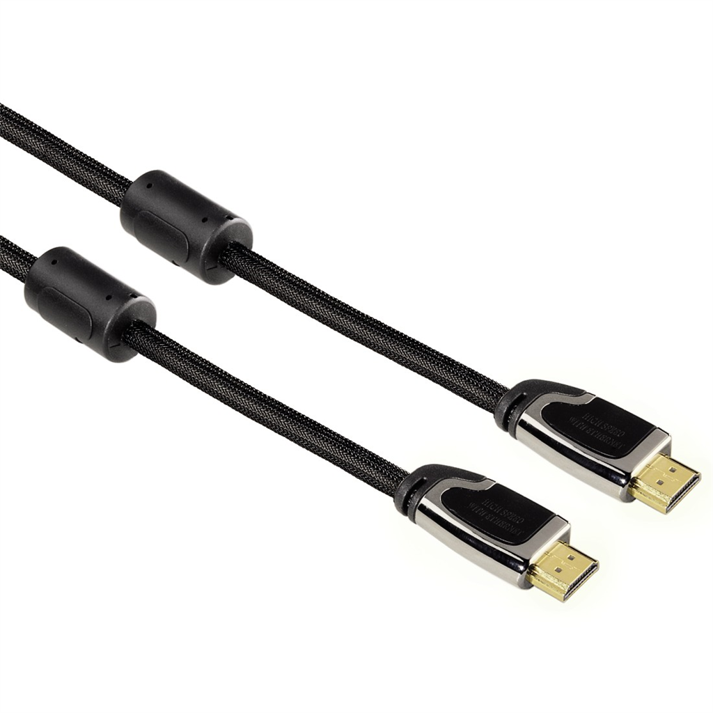 HAMA 83057  HDMI kábel vidlica-vidlica, 3 m, pozlát., ferit. filtre, kovové vidl
