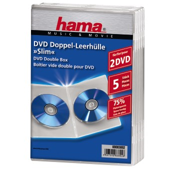 HAMA 83892  obal na 2 DVD Slim, transparentný, 5 ks