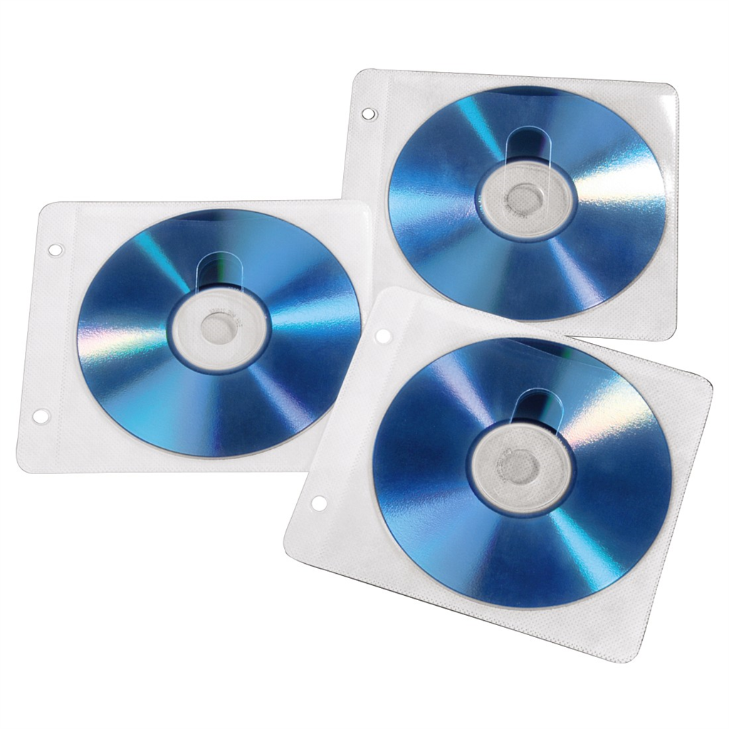 HAMA 84101  CD DVD Ring Binder Sleeves, 50 pcs. pack, white