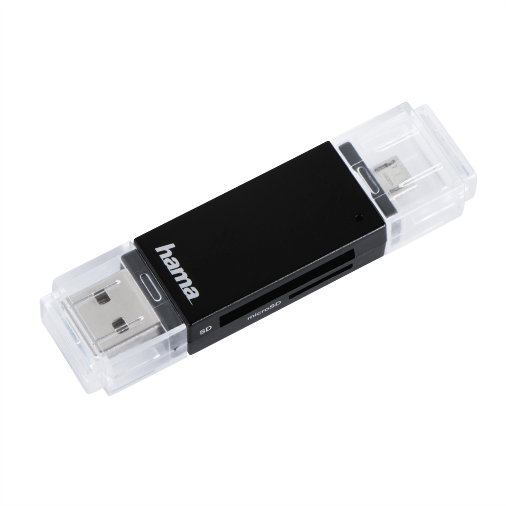 HAMA 181056  USB 2.0 OTG čítačka kariet Basic, SD microSD, čierna