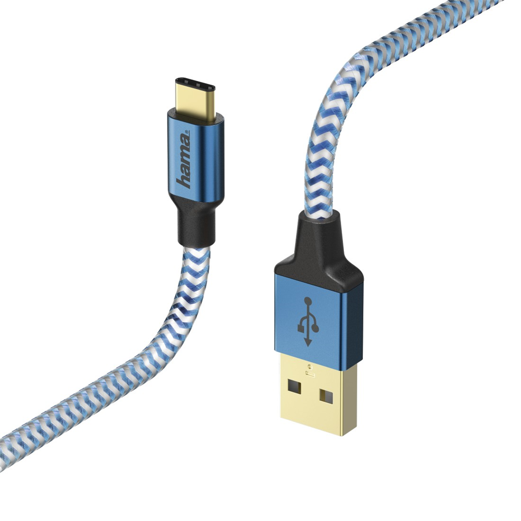 HAMA 178295  kábel Reflective USB-C 2.0 typ A - typ C, 1,5 m, modrá