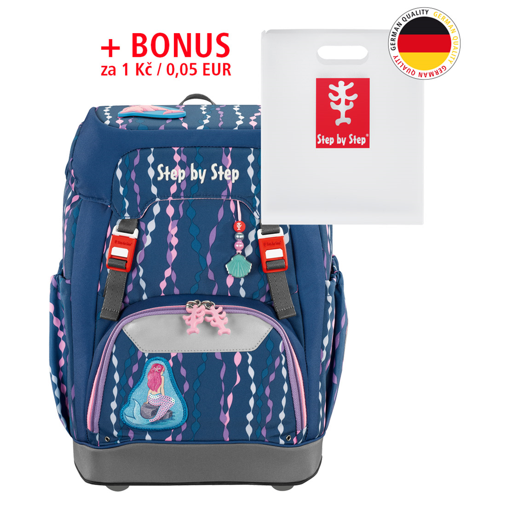 HAMA 129668 Školský ruksak Step by Step GRADE Morská víla + BONUS Dosky na zošit