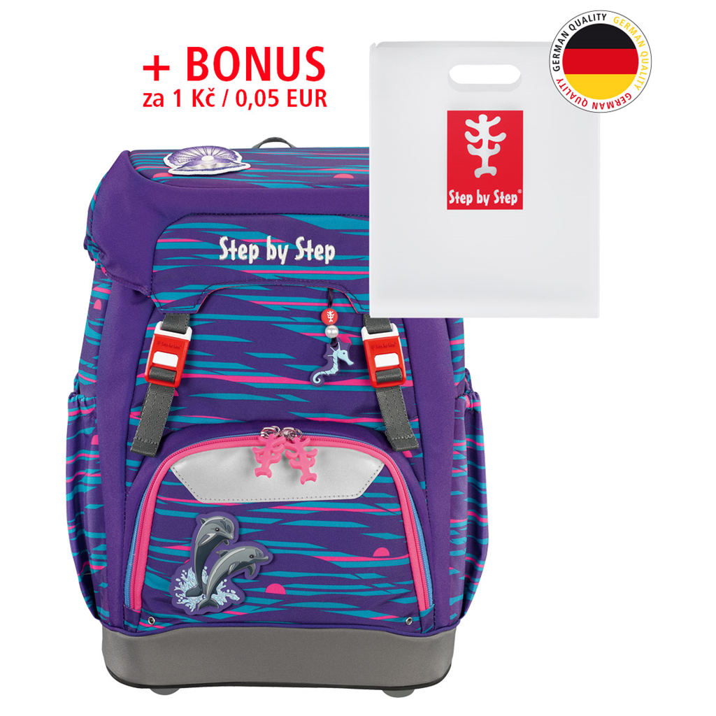 HAMA 129670 Školský ruksak Step by Step GRADE Delfíny + BONUS Dosky na zošity za