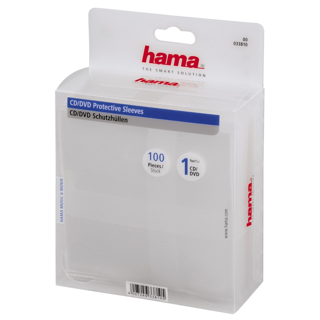 HAMA 33810  CD DVD ochranný obal, 100 ks bal., transparent