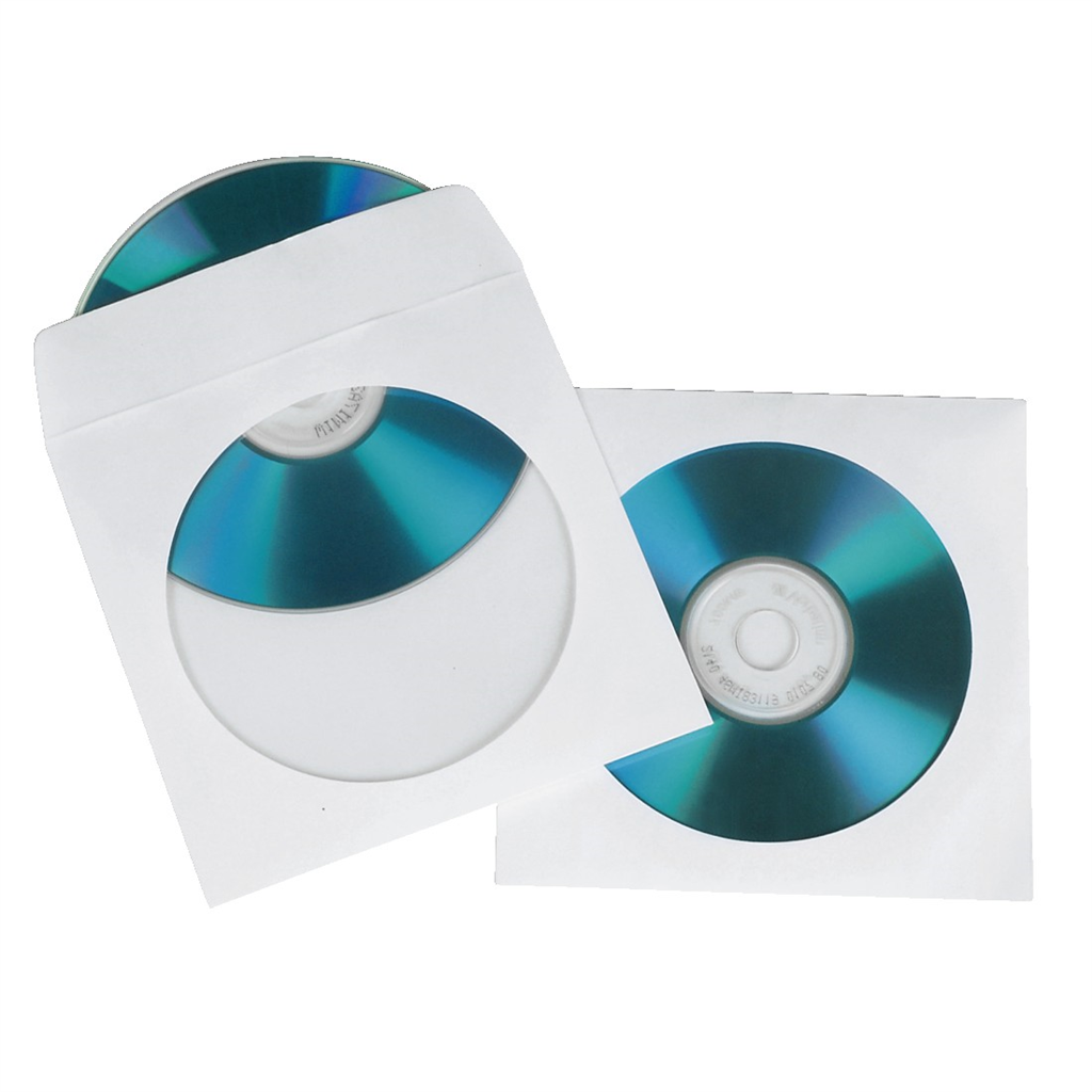 HAMA 51174  ochranný obal pre CD DVD, 100 ks bal, biely, balenie škatuľka na zav