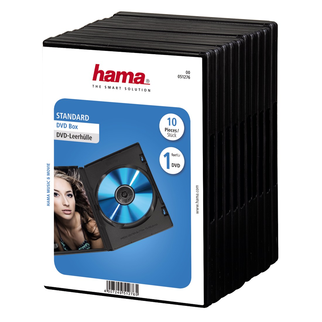 HAMA 51276  DVD obal na 1 DVD, s fóliou, čierny, balenie 10 ks (cena uvedená za