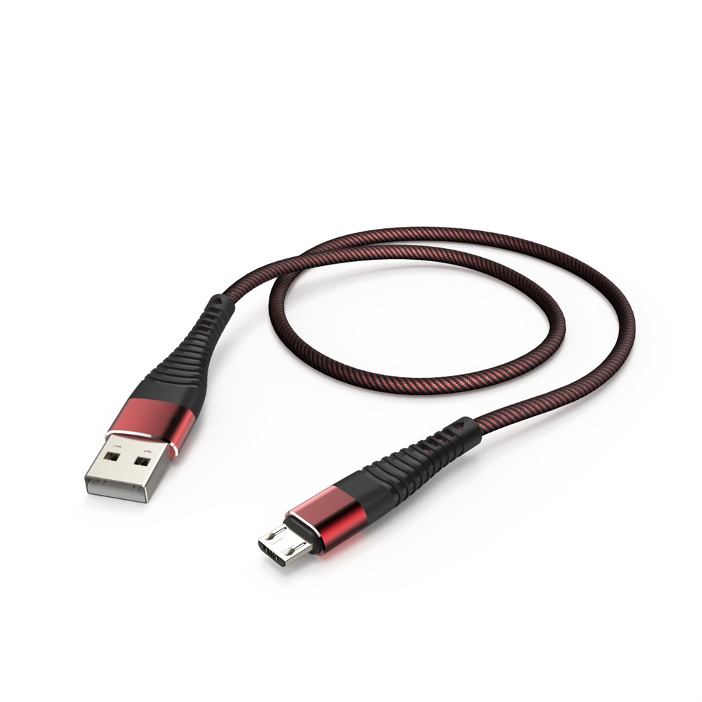 HAMA 182517  micro USB kábel, 1 m, odolný, čierna červená