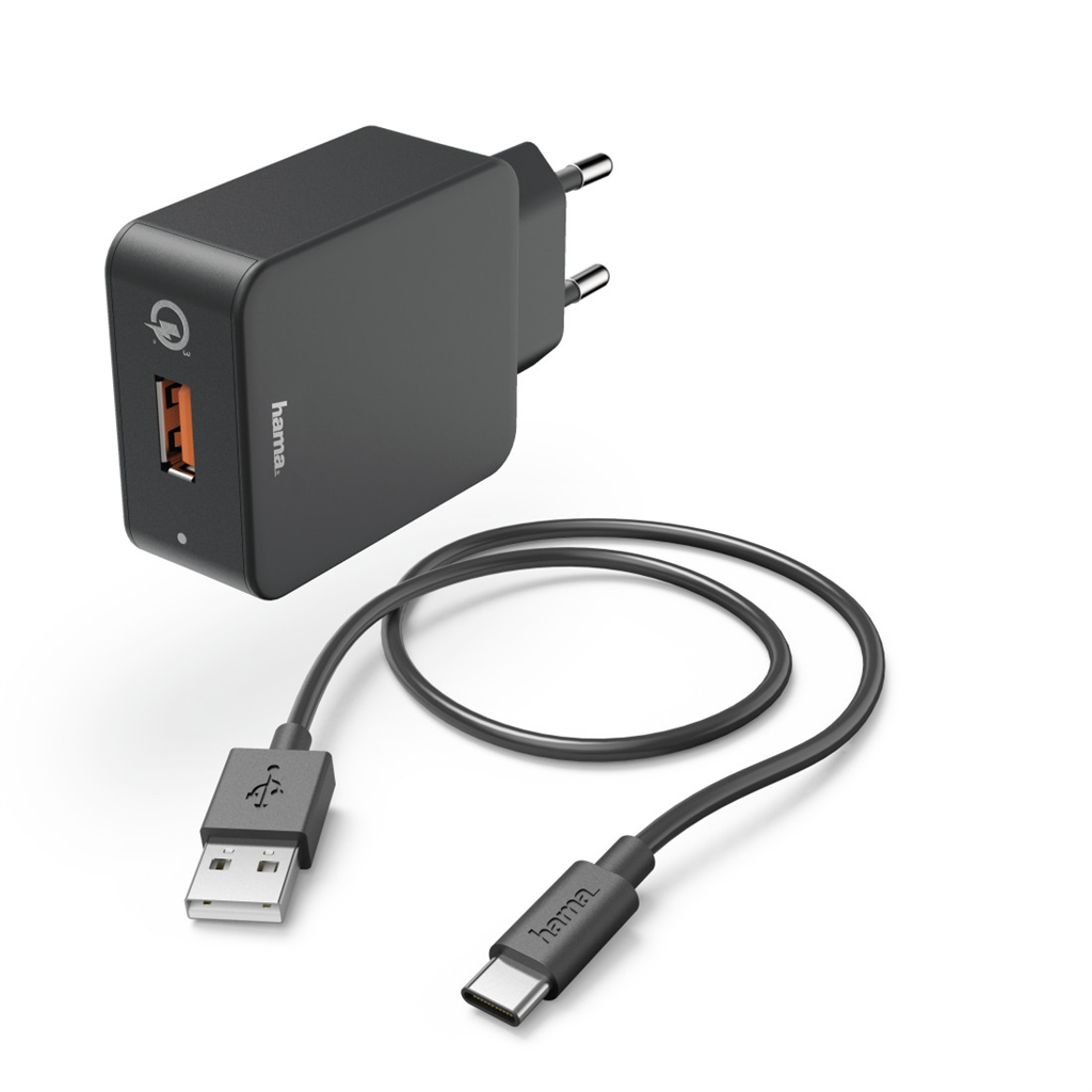 HAMA 183230  set rýchla USB nabíjačka Quick Charge 3.0 19,5 W + kábel USB A-C 1,