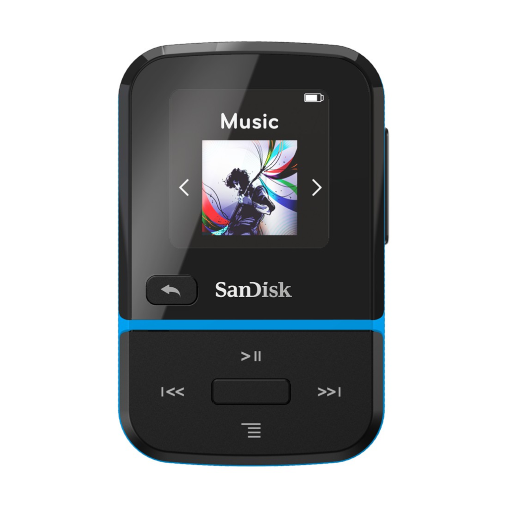 SanDisk 186584  MP3 Clip Sport Go, modrá 16 GB