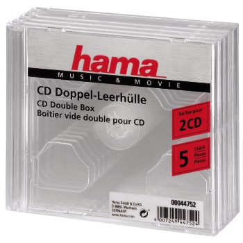 HAMA 44752  Standard CD Double box, na 2 CD, transparentný, balenie 5 ks (cena z