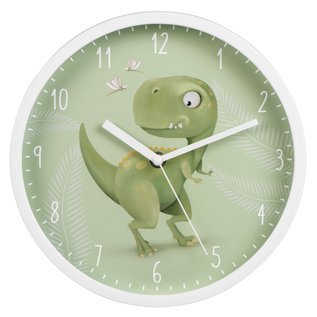 HAMA 186427  Happy Dino, detské nástenné hodiny, priemer 25 cm, tichý chod